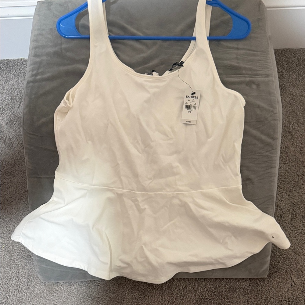 Express Women's White Peplum Tank Top